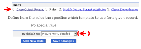 Output format menu